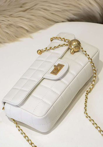 Adele Ice Cubes Leather Shoulder Bag White