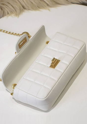 Adele Ice Cubes Leather Shoulder Bag White