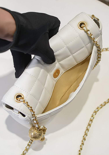 Adele Ice Cubes Leather Shoulder Bag White