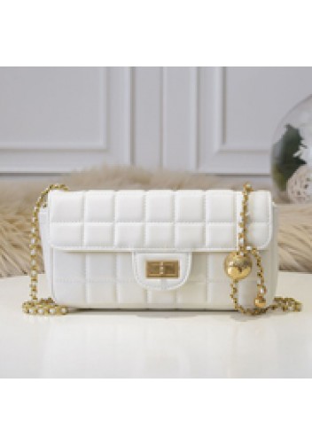 Adele Ice Cubes Leather Shoulder Bag White
