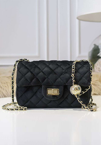 Adele Velvet Shoulder Bag Black