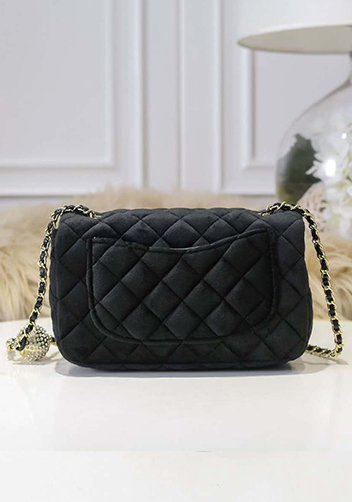 Adele Velvet Shoulder Bag Black