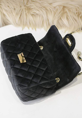 Adele Velvet Shoulder Bag Black