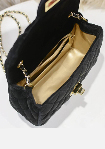 Adele Velvet Shoulder Bag Black