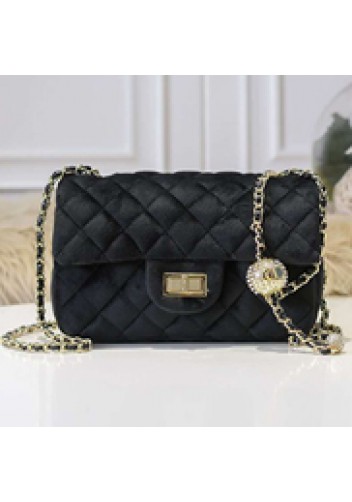 Adele Velvet Shoulder Bag Black