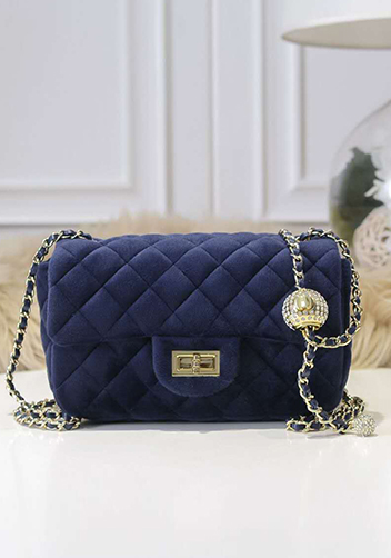 Adele Velvet Shoulder Bag Blue