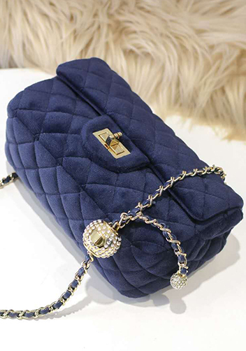 Adele Velvet Shoulder Bag Blue
