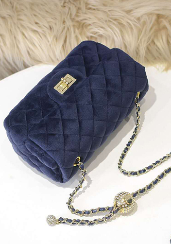 Adele Velvet Shoulder Bag Blue