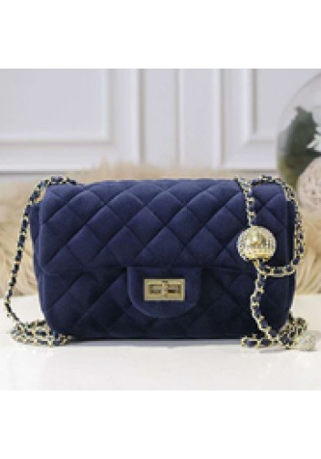 Adele Velvet Shoulder Bag Blue