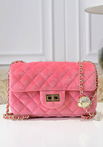 Adele Velvet Shoulder Bag Pink