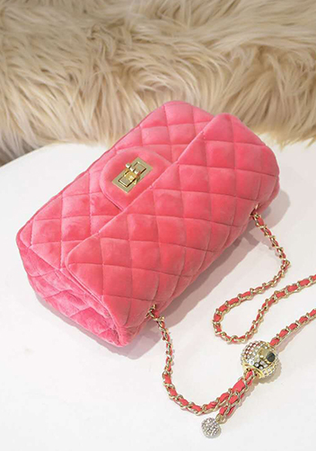 Adele Velvet Shoulder Bag Pink