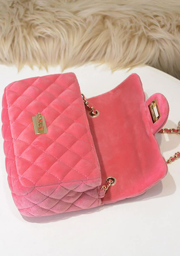 Adele Velvet Shoulder Bag Pink