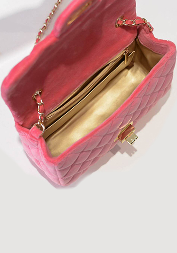 Adele Velvet Shoulder Bag Pink