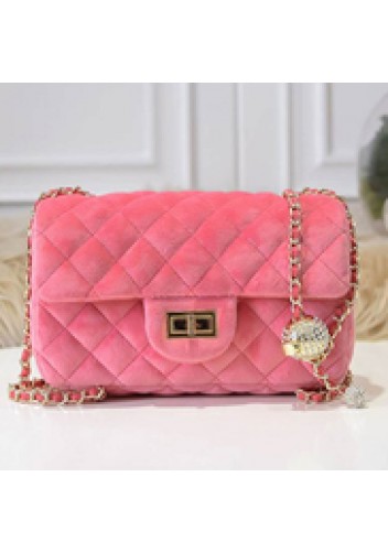 Adele Velvet Shoulder Bag Pink
