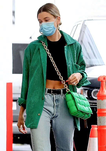 Mia Leather Chain Medium Shoulder Bag Green