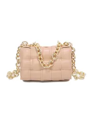 Mia Leather Chain Medium Shoulder Bag Pink