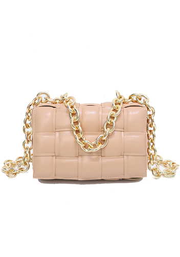 Mia Leather Chain Medium Shoulder Bag Pink