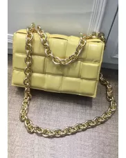 Mia Leather Chain Medium Shoulder Bag Yellow