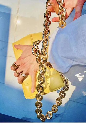 Mia Leather Chain Medium Shoulder Bag Yellow