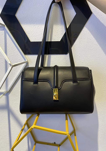 Shimanne Large Soft and Smooth Calfskin Leather Black