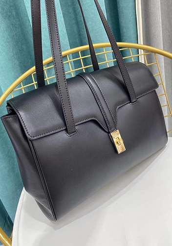 Shimanne Large Soft and Smooth Calfskin Leather Black