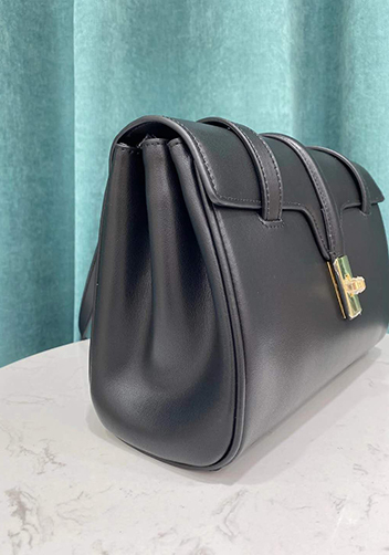 Shimanne Large Soft and Smooth Calfskin Leather Black