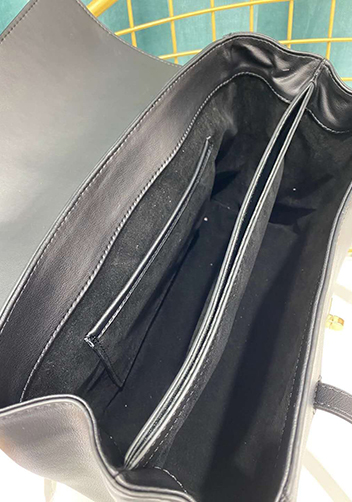 Shimanne Large Soft and Smooth Calfskin Leather Black