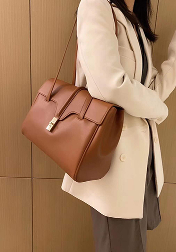 Shimanne Large Soft and Smooth Calfskin Leather Camel