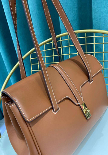 Shimanne Large Soft and Smooth Calfskin Leather Camel