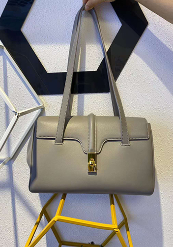 Shimanne Large Soft and Smooth Calfskin Leather Grey