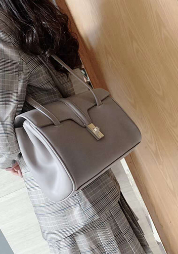 Shimanne Large Soft and Smooth Calfskin Leather Grey