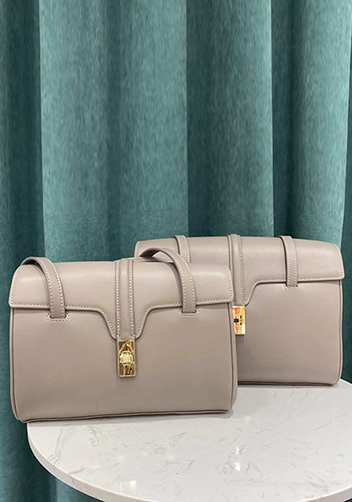 Shimanne Large Soft and Smooth Calfskin Leather Grey