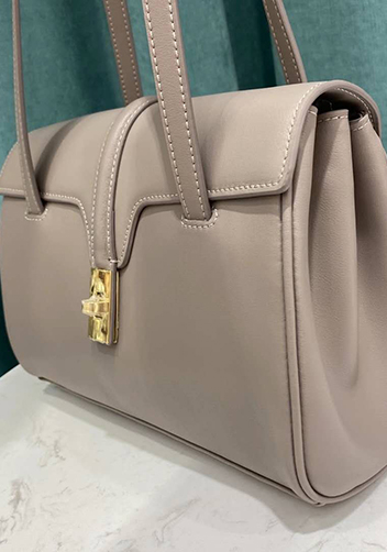 Shimanne Large Soft and Smooth Calfskin Leather Grey