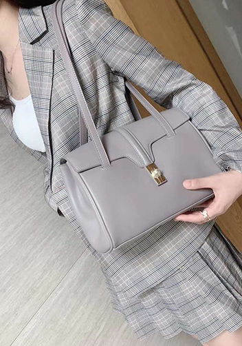 Shimanne Large Soft and Smooth Calfskin Leather Grey