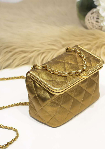 Claire Leather Shoulder Bag Gold