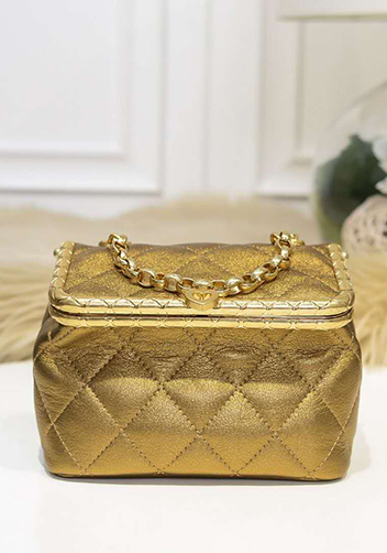 Claire Leather Shoulder Bag Gold