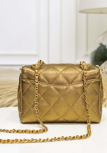 Claire Leather Shoulder Bag Gold
