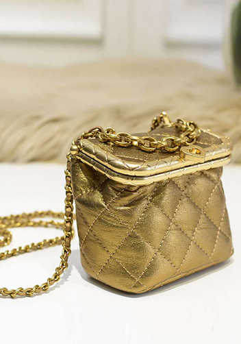 Claire Leather Shoulder Mini Bag Gold
