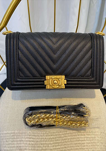 Ingrid Vegan Grain Leather Medium V Bag Black