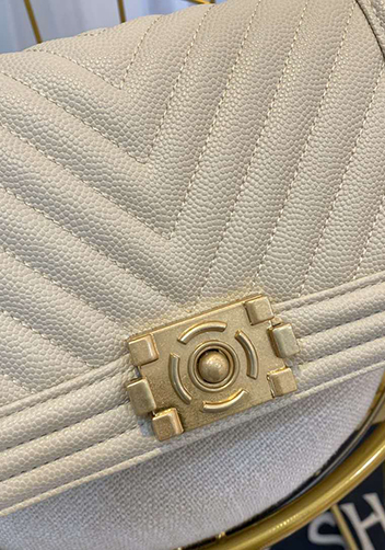 Ingrid Vegan Grain Leather Medium V Bag Beige