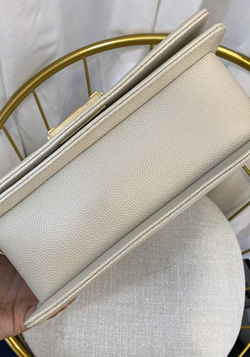 Ingrid Vegan Grain Leather Medium V Bag Beige