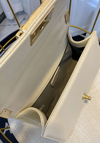Ingrid Vegan Grain Leather Medium V Bag Beige