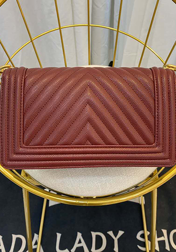 Ingrid Vegan Grain Leather Medium V Bag Burgundy
