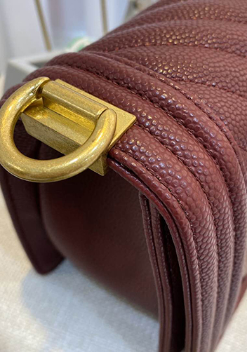 Ingrid Vegan Grain Leather Medium V Bag Burgundy
