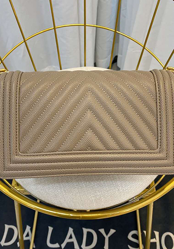 Ingrid Vegan Grain Leather Medium V Bag Grey