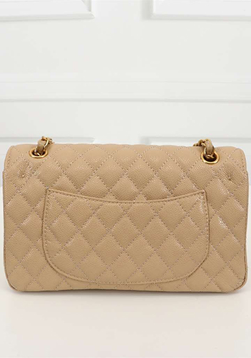Adele Flap Medium Grain Leather Gold Hardware Beige