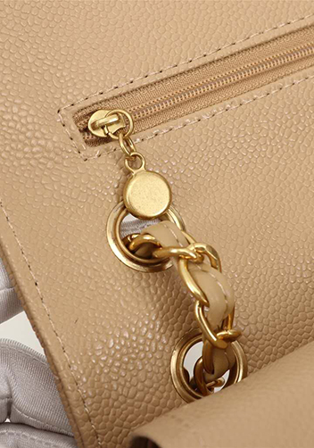 Adele Flap Medium Grain Leather Gold Hardware Beige