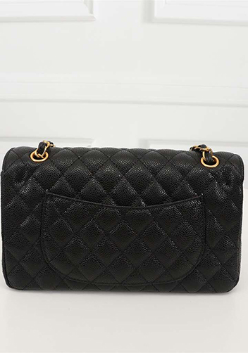 Adele Flap Medium Grain Leather Gold Hardware Black