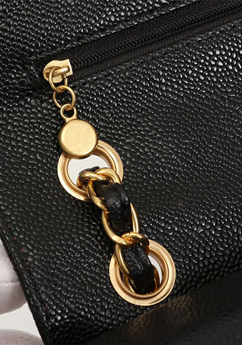 Adele Flap Medium Grain Leather Gold Hardware Black