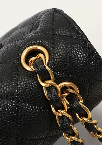 Adele Flap Medium Grain Leather Gold Hardware Black